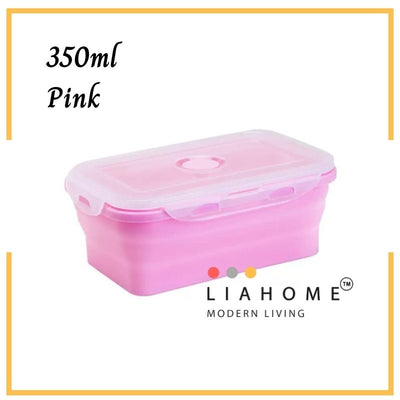 LIAHOME Collapsible Portable Lunchbox Reusable Silicone Food Container COLLAPSIBLE LUNCH BOX LIAHOME Pink 350ml