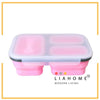 LIAHOME 3 Compartment Collapsible Silicone Lunch Box  LIAHOME Pink 3 Compartment