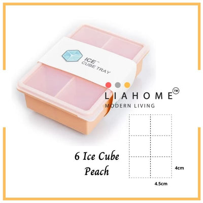 LIAHOME Ice Cube Silicone Baby Food Container with Lid ICE CUBE LIAHOME Peach- 6 Ice Cube