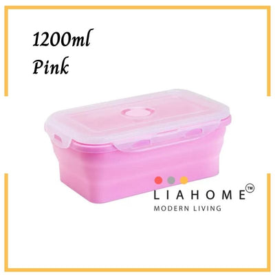 LIAHOME Collapsible Portable Lunchbox Reusable Silicone Food Container COLLAPSIBLE LUNCH BOX LIAHOME Pink 1200ml