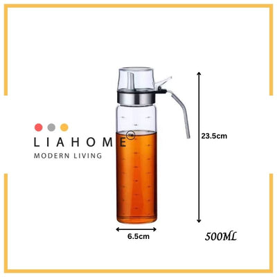 LIAHOME Borosilicate Glass Oil Vinegar Dispenser Bottle with Stainless Steel Handle  LIAHOME 500ML with Handle