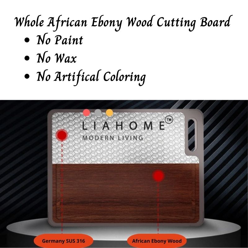 LIAHOME SU316 Rubik's Cube Stainless Steel and African Ebony Wood Cutting Board LIAHOME