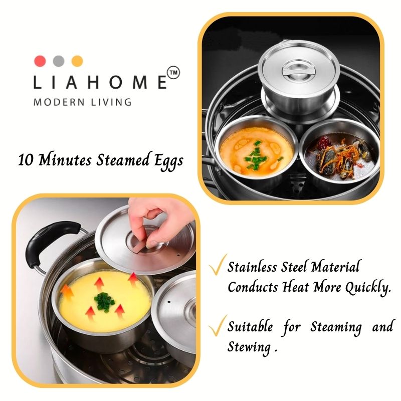 LIAHOME 304 Stainless Steel Steam Eggs Bowl with Lid steam egg bowl LIAHOME