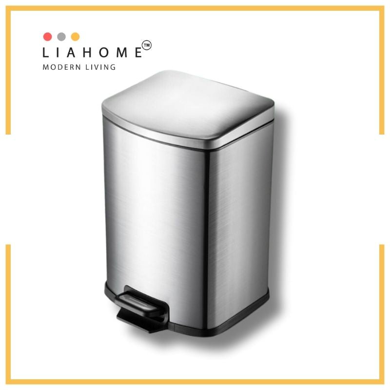 LIAHOME 12L Capacity Stainless Steel Trash Garbage Bin Dustbin LIAHOME