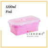 LIAHOME Collapsible Portable Lunchbox Reusable Silicone Food Container COLLAPSIBLE LUNCH BOX LIAHOME Pink 1200ml