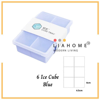 LIAHOME Ice Cube Silicone Baby Food Container with Lid ICE CUBE LIAHOME Blue - 6 Ice Cube