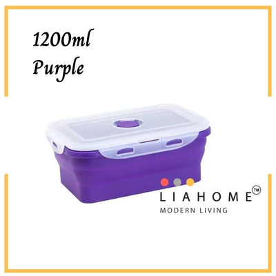 LIAHOME Collapsible Portable Lunchbox Reusable Silicone Food Container COLLAPSIBLE LUNCH BOX LIAHOME Purple 1200ml