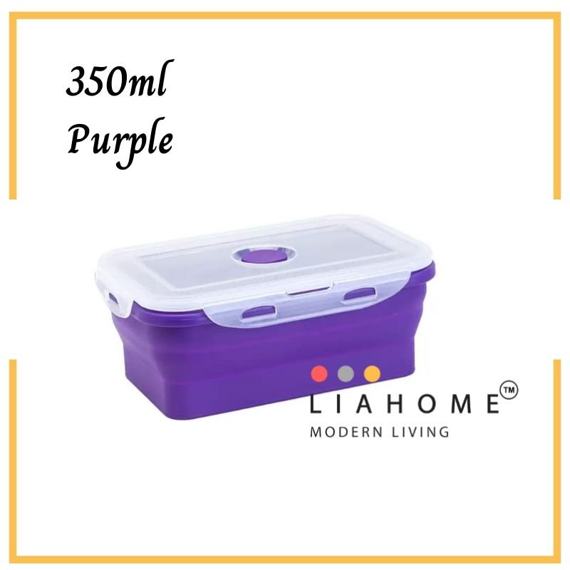 LIAHOME Collapsible Portable Lunchbox Reusable Silicone Food Container COLLAPSIBLE LUNCH BOX LIAHOME Purple 350ml