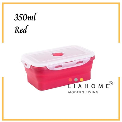 LIAHOME Collapsible Portable Lunchbox Reusable Silicone Food Container COLLAPSIBLE LUNCH BOX LIAHOME Red 350ML