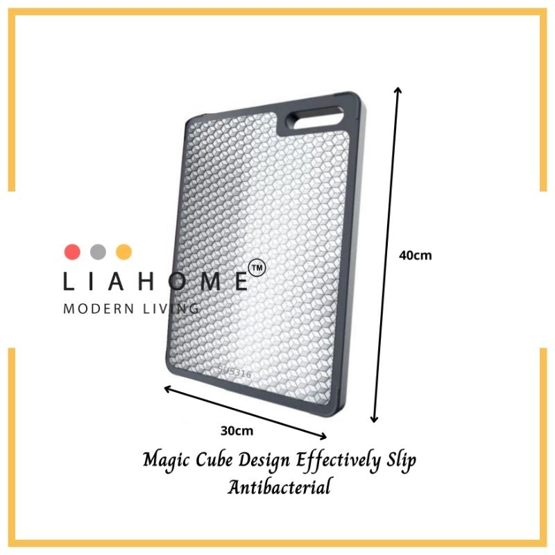 LIAHOME SU316 Rubik's Cube Stainless Steel and African Ebony Wood Cutting Board  LIAHOME