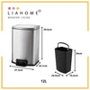 LIAHOME 12L Capacity Stainless Steel Trash Garbage Bin Dustbin LIAHOME
