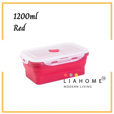 LIAHOME Collapsible Portable Lunchbox Reusable Silicone Food Container COLLAPSIBLE LUNCH BOX LIAHOME Red 1200ml