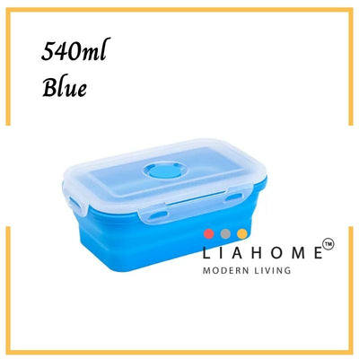 LIAHOME Collapsible Portable Lunchbox Reusable Silicone Food Container COLLAPSIBLE LUNCH BOX LIAHOME Blue 540ml