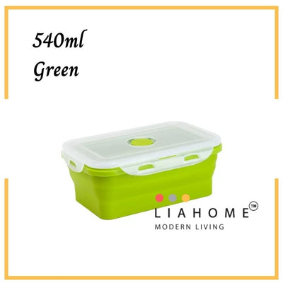 LIAHOME Collapsible Portable Lunchbox Reusable Silicone Food Container COLLAPSIBLE LUNCH BOX LIAHOME Green 540ml