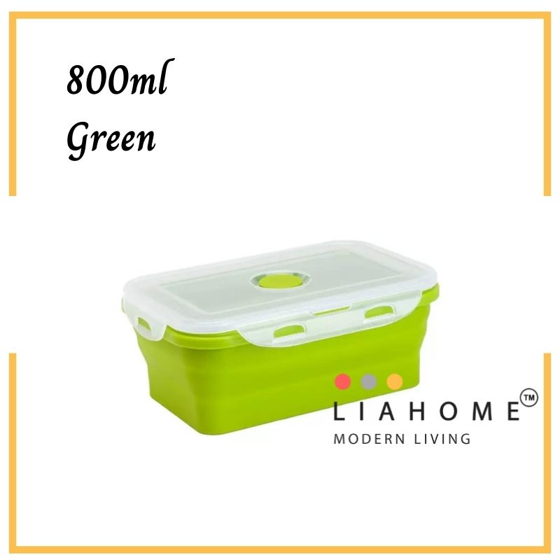 LIAHOME Collapsible Portable Lunchbox Reusable Silicone Food Container COLLAPSIBLE LUNCH BOX LIAHOME Green 800ml