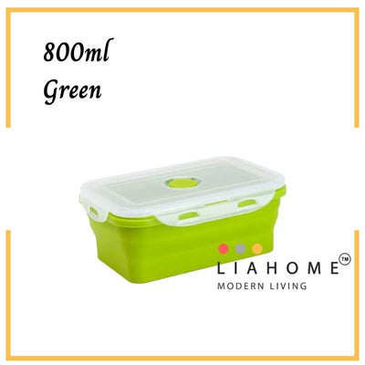 LIAHOME Collapsible Portable Lunchbox Reusable Silicone Food Container COLLAPSIBLE LUNCH BOX LIAHOME Green 800ml