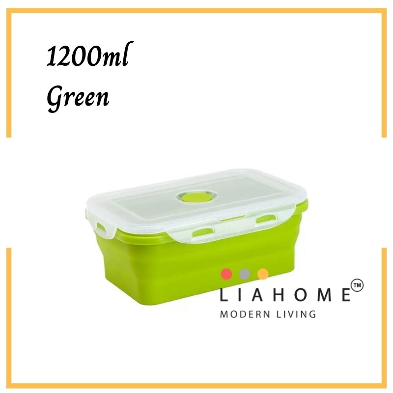 LIAHOME Collapsible Portable Lunchbox Reusable Silicone Food Container COLLAPSIBLE LUNCH BOX LIAHOME Green 1200ml