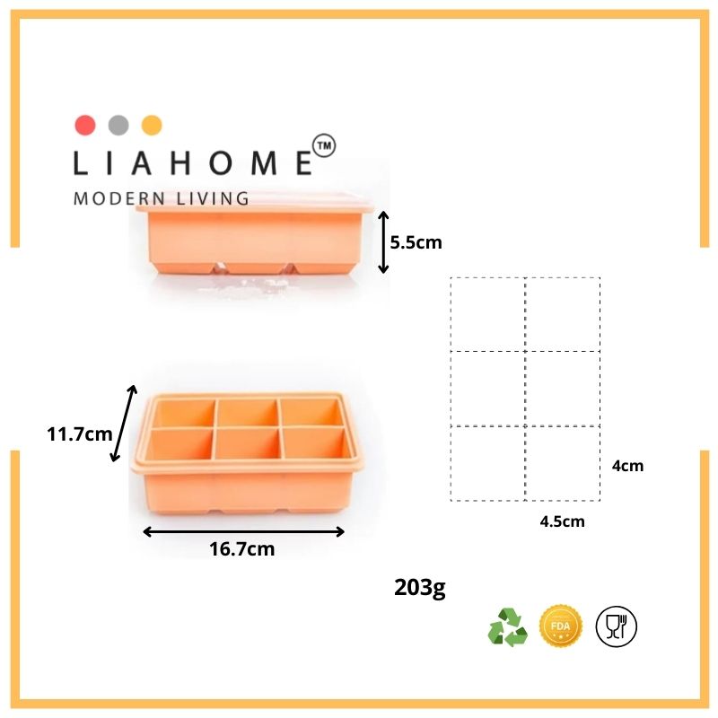 LIAHOME Ice Cube Silicone Baby Food Container with Lid ICE CUBE LIAHOME