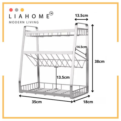 LIAHOME 3 Tier 304 Stainless Steel Kitchen Rack STORAGE RACK LIAHOME