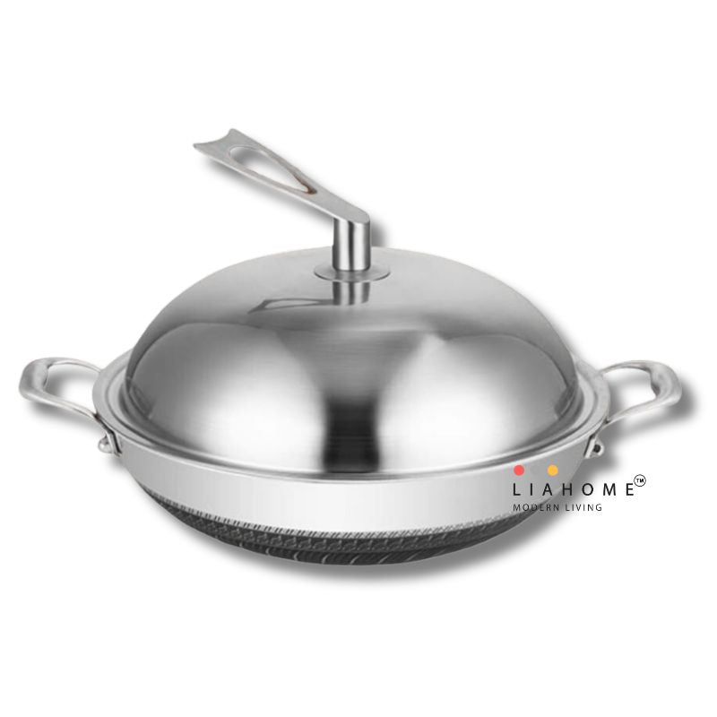 LIAHOME Nonstick honeycomb 316 Stainless Steel cooking wok By LIAHOME - 36cm  LIAHOME   