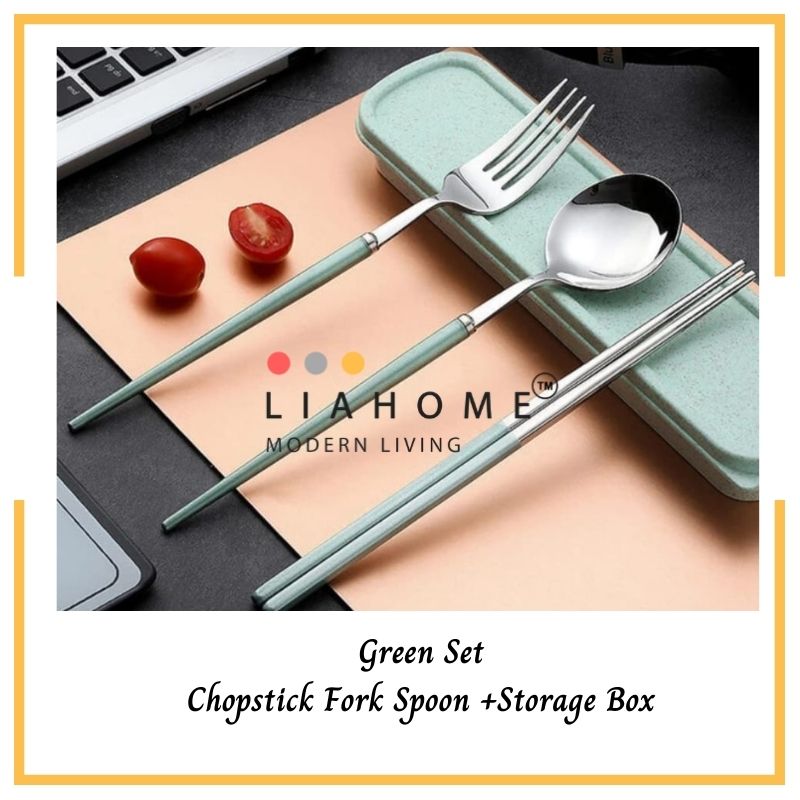 LIAHOME Portable Cutlery Set Travel Cutlery 304 Stainless Steel TABLEWARE LIAHOME Green
