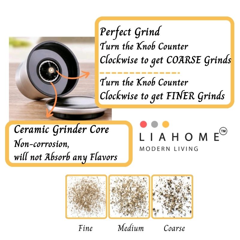 LIAHOME Premium Stainless-Steel Salt and Pepper Grinder Ginder LIAHOME