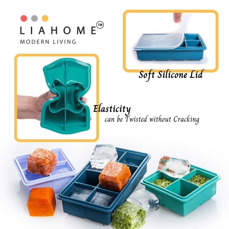 LIAHOME Ice Cube Silicone Baby Food Container with Lid ICE CUBE LIAHOME