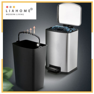 LIAHOME 12L Capacity Stainless Steel Trash Garbage Bin Dustbin LIAHOME