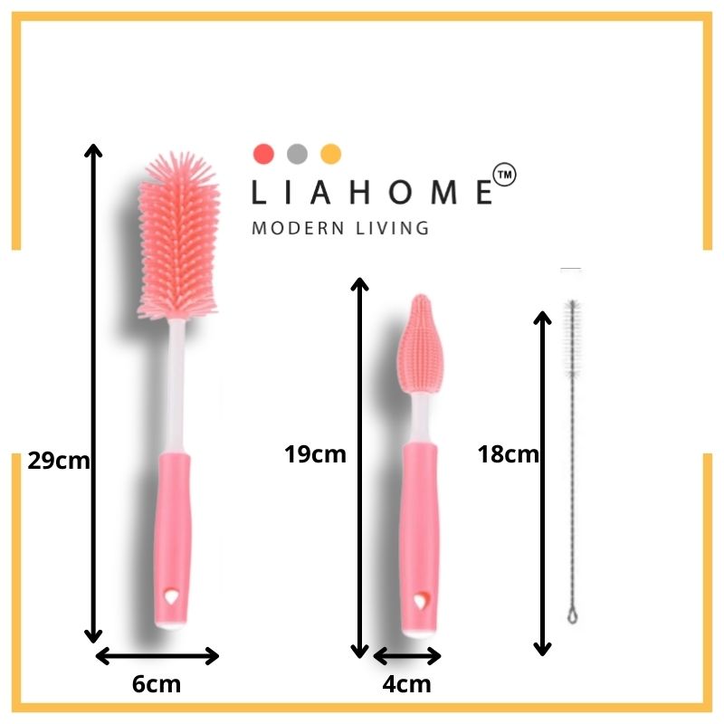 LIAHOME 3pcs Baby Bottle Cleaner Brushes Silicone BOTTLE BRUSH LIAHOME