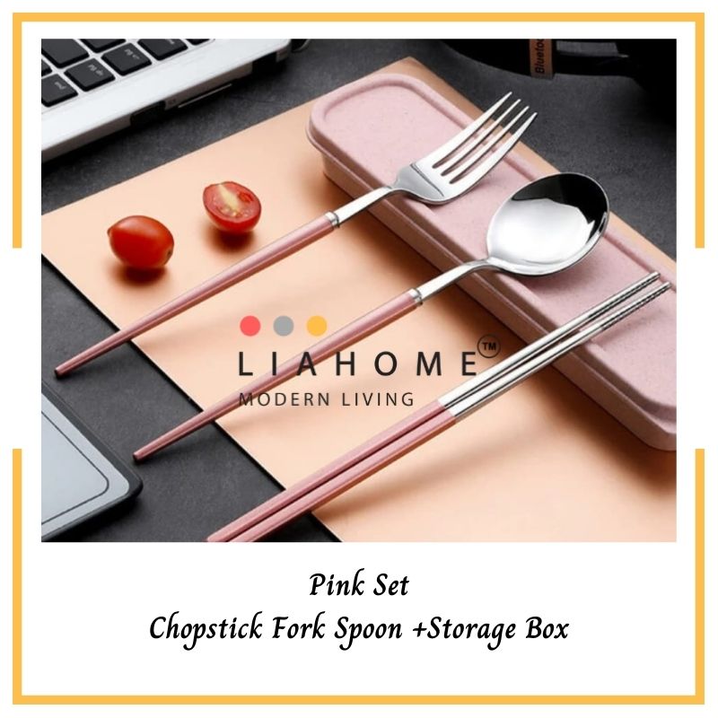 LIAHOME Portable Cutlery Set Travel Cutlery 304 Stainless Steel TABLEWARE LIAHOME Pink