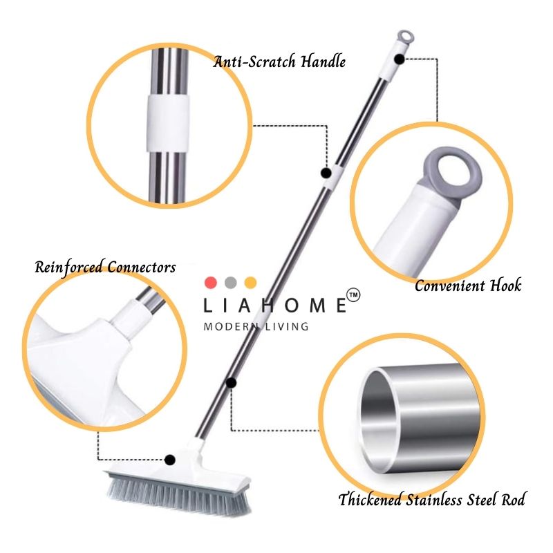 LIAHOME Floor Scrub Brush with Long Handle 2 in 1 Scrape and Brush Bath Brushes LIAHOME
