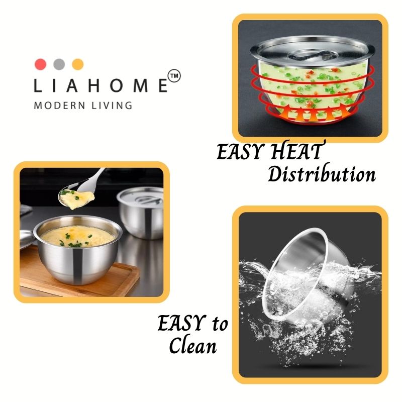 LIAHOME 304 Stainless Steel Steam Eggs Bowl with Lid steam egg bowl LIAHOME
