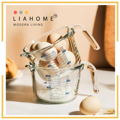 Glass Measuring Cup with Spout Microwave and oven Safe 500ml/1000ml Glass Measuring Cup LIAHOME