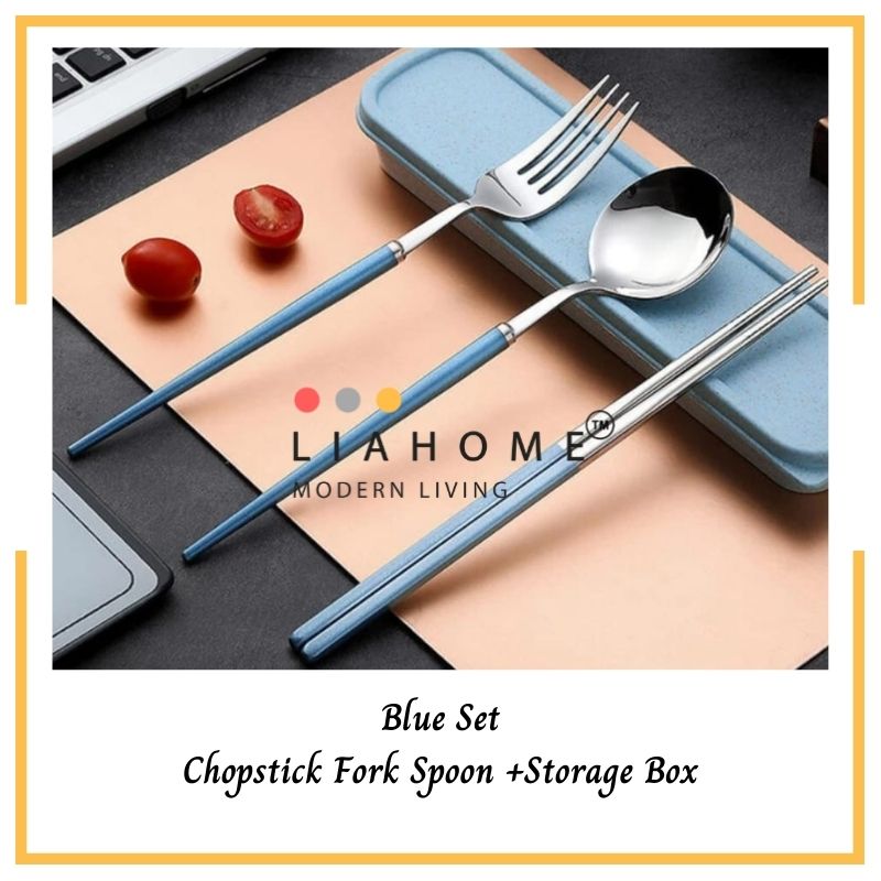 LIAHOME Portable Cutlery Set Travel Cutlery 304 Stainless Steel TABLEWARE LIAHOME Blue  