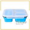 LIAHOME 3 Compartment Collapsible Silicone Lunch Box  LIAHOME Blue 3 Compartment