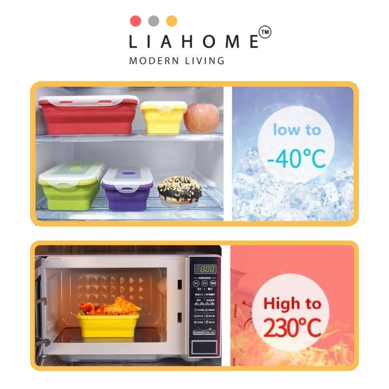 LIAHOME Collapsible Portable Lunchbox Reusable Silicone Food Container COLLAPSIBLE LUNCH BOX LIAHOME