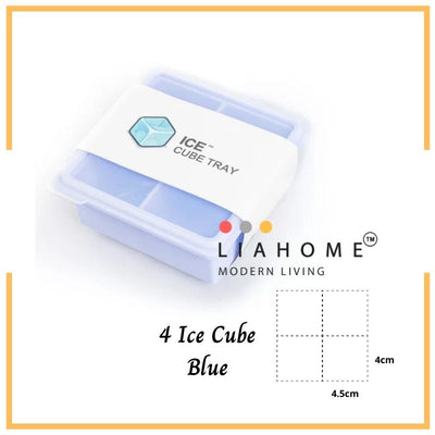 LIAHOME Ice Cube Silicone Baby Food Container with Lid ICE CUBE LIAHOME Blue - 4 Ice Cube