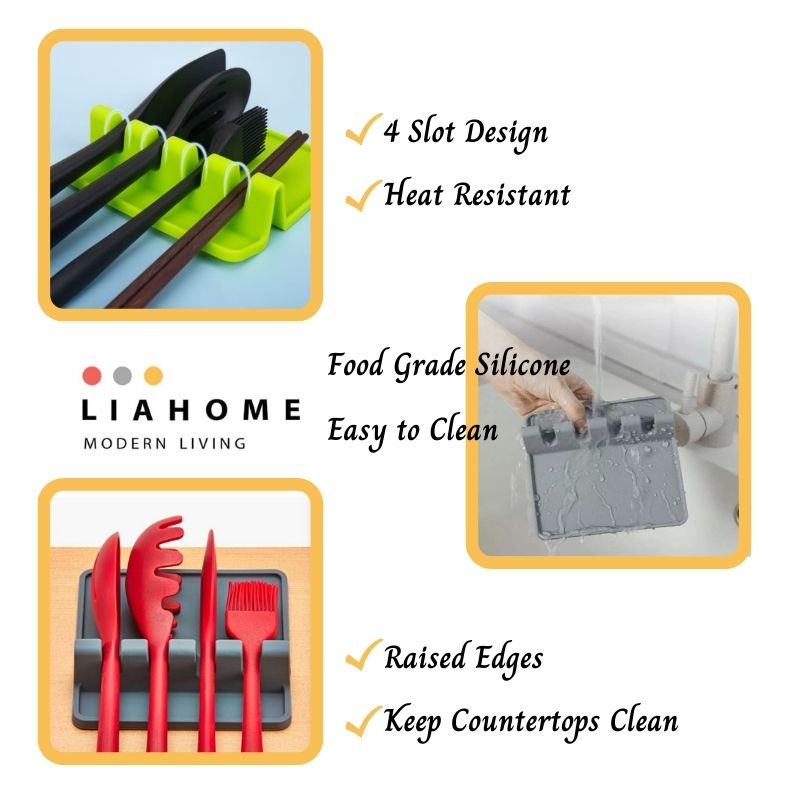 LIAHOME Kitchen Resistant Silicone Spoon Holder Non-Slip Utensil Rest TOOLS HOLDER LIAHOME